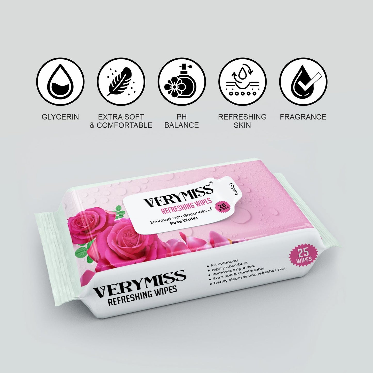 Verymiss Refreshing Wipes-03 Aloevera I 25 Wipes I Acetone-free I Soft, non-drying wipes I Travel-friendly pack