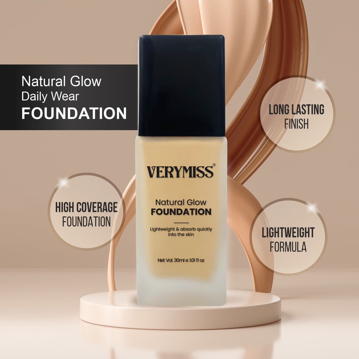 Glowing Foundation + Primer & FREE Multi-Use Beauty Blender + Rose Refreshing Wipes