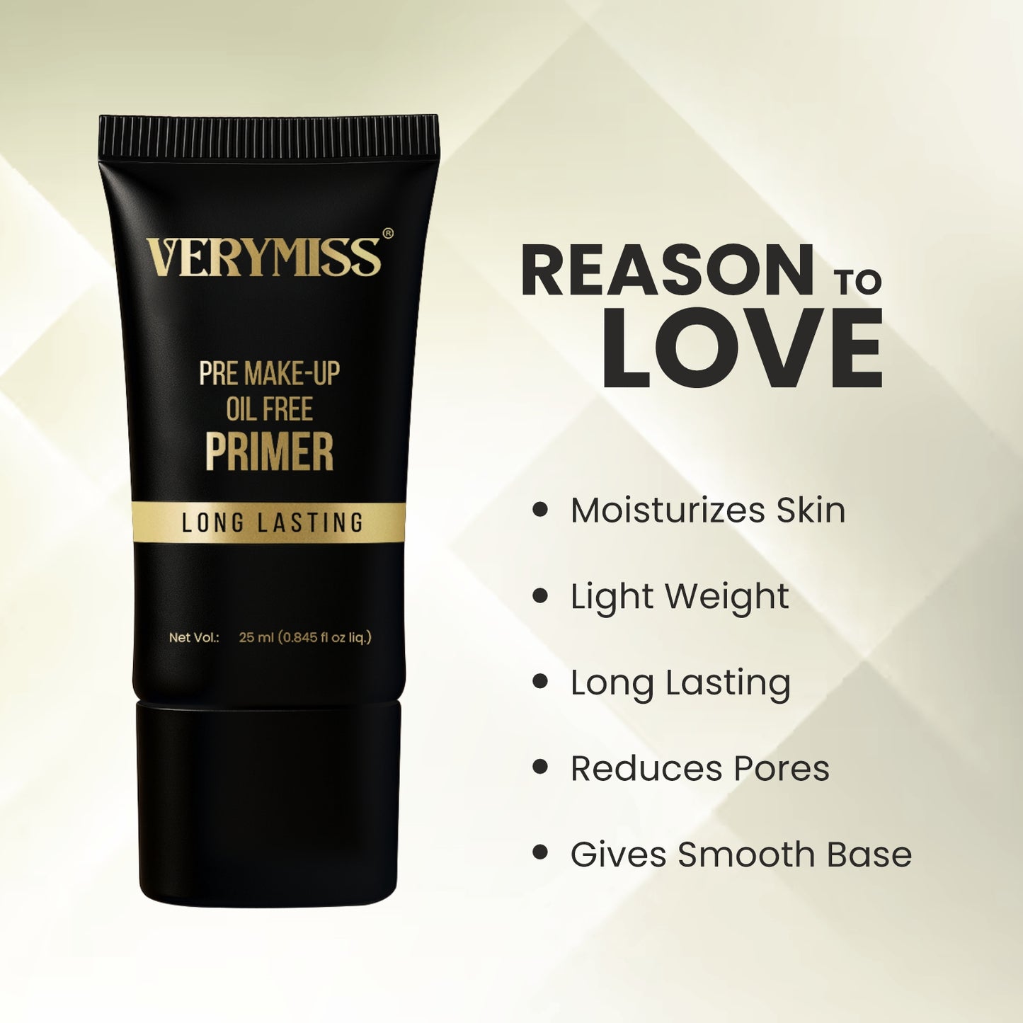 Verymiss Pre Makeup Oil Free Primer 20 ml I long-lasting I lightweight texture I Flawless, Even Finish