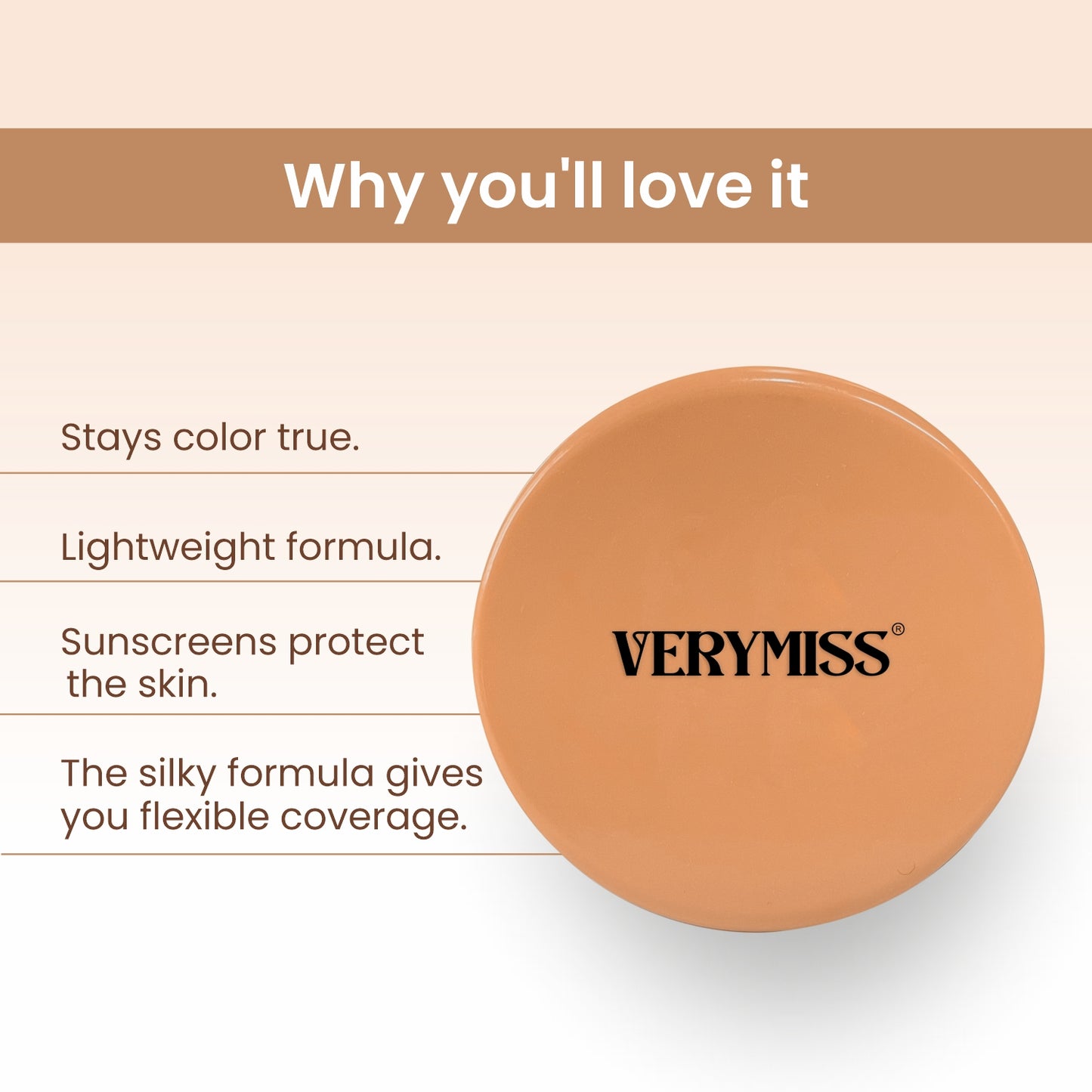 Verymiss Natural Glow Compact Powder 9 g I Vitamin E I SPF-Enriched I lightweight I 01 Ivory I Qty 1