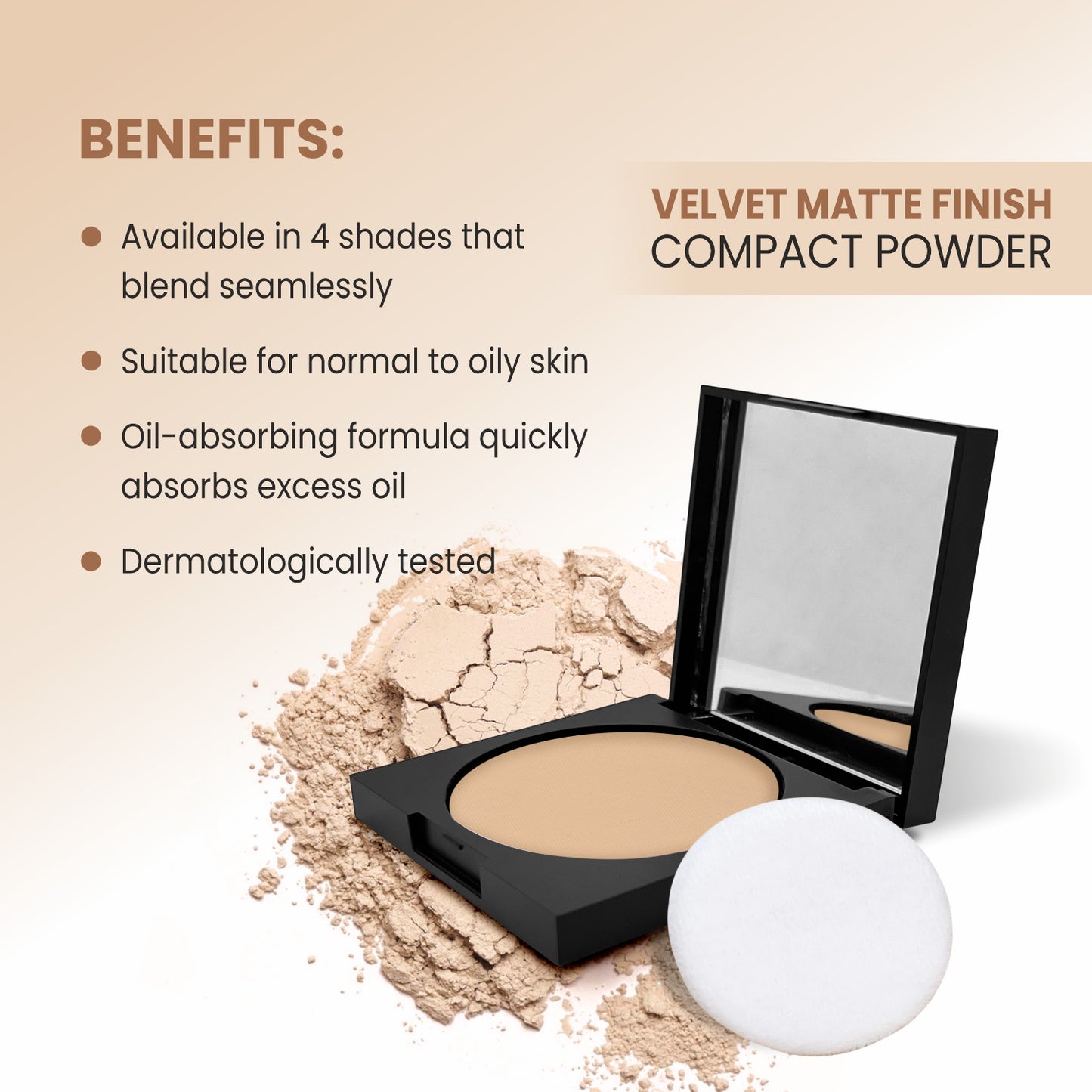 Verymiss Velvet Matte Finish Compact Powder 9 g I Comfortable for long-lasting I Non-oily matte finish I lightweight I 01 Ivory