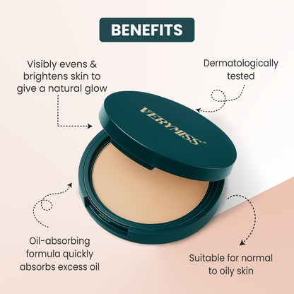 Verymiss 8 to 8 Weightless Super Stay Compact Powder 9 g I lightweight I Enriched with UV protection I Natural Finish I 01 Ivory I Qty 1