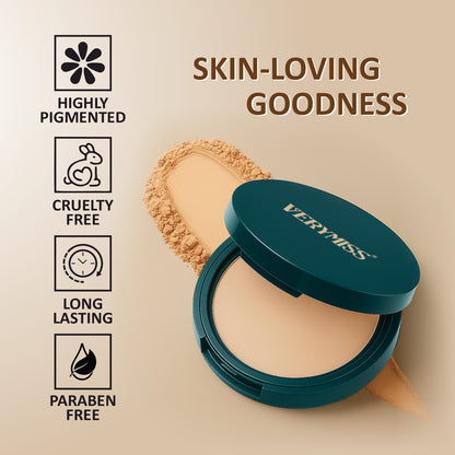 Verymiss 8 to 8 Weightless Super Stay Compact Powder 9 g I lightweight I Enriched with UV protection I Natural Finish I 02 Light Beige I Qty 1