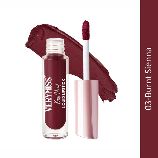 Kiss Proof Liquid Lipstick 1.6 ml I Rich, luxurious formula I Lightweight I long-wearing I 03 Burnt Sienna