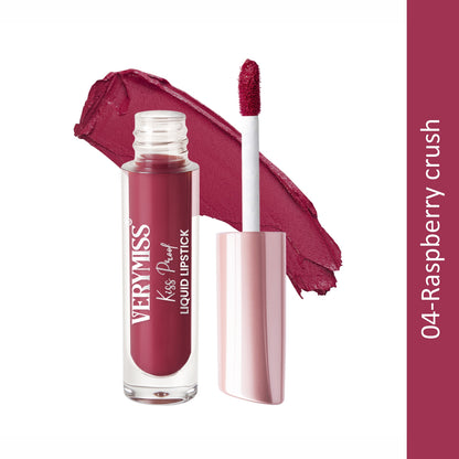 Kiss Proof Liquid Lipstick 1.6 ml I Rich, luxurious formula I Lightweight I long-wearing I 04 Raspberry crush