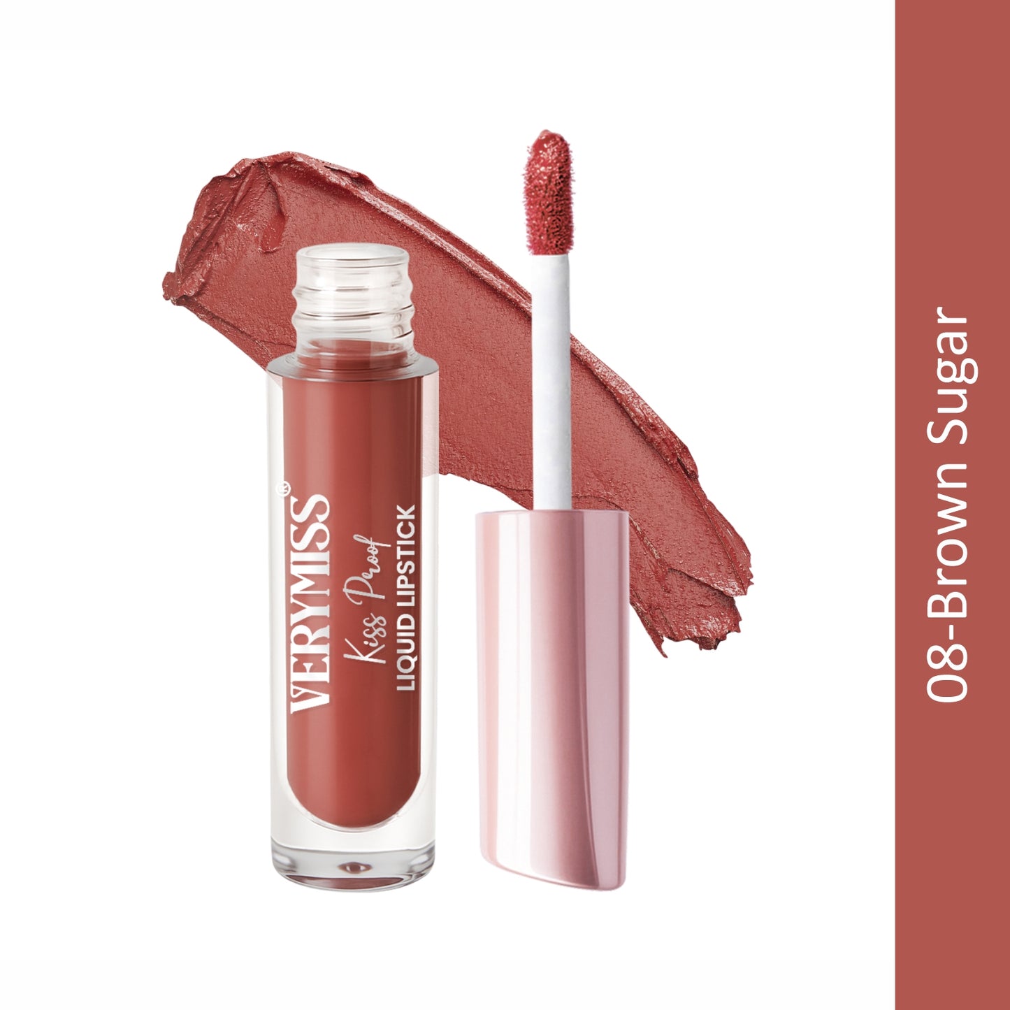 Kiss Proof Liquid Lipstick 1.6 ml I Rich, luxurious formula I Lightweight I long-wearing I 08 Brown Sugar