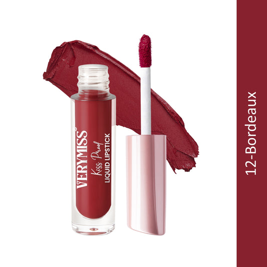 Kiss Proof Liquid Lipstick 1.6 ml I Rich, luxurious formula I Lightweight I long-wearing I 12 Bordeaux