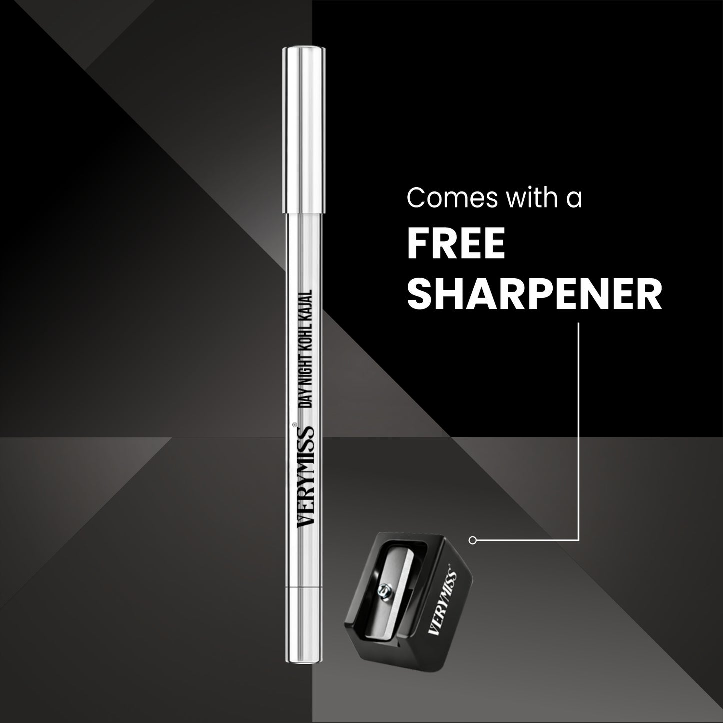 Verymiss Day Night Kohl Kajal with Sharpener 1.2 g I Long-Lasting I Smooth Application I Rich Pigmentation I Black I Qty 1