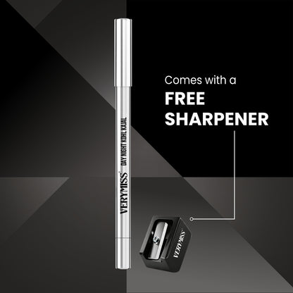 Verymiss Day Night Kohl Kajal with Sharpener 1.2 g I Long-Lasting I Smooth Application I Rich Pigmentation I Black I Qty 1