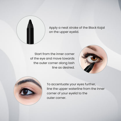 Verymiss Kohl Black Kajal 1.2 g I Long-Lasting I Smooth Application I Rich Pigmentation I Black I Qty 1