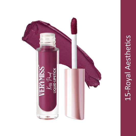 Kiss Proof Liquid Lipstick 1.6 ml I Rich, luxurious formula I Lightweight I long-wearing I 15 Royal Aesthetics