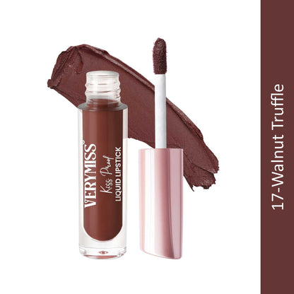 Kiss Proof Liquid Lipstick 1.6 ml I Rich, luxurious formula I Lightweight I long-wearing I 17 Walnut Truffle