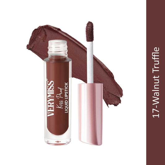 Kiss Proof Liquid Lipstick 1.6 ml I Rich, luxurious formula I Lightweight I long-wearing I 17 Walnut Truffle