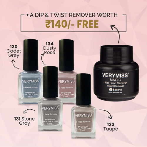 4 Glam Glitter Nail Polish Kit + FREE Magic Nail Polish Remover