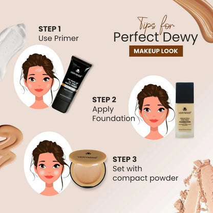 Glowing Foundation + Primer + Compact Powder & FREE Multi-Use Beauty Blender + Refreshing Wipes