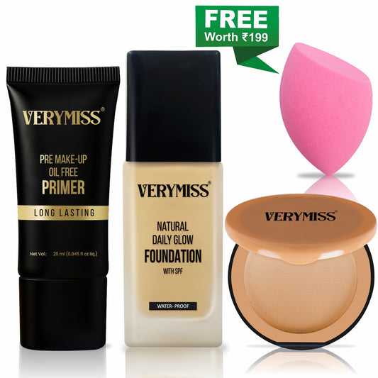 Glowing Foundation + Primer + Compact Powder & FREE Multi-Use Beauty Blender