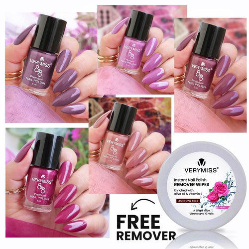 5 Trending Nail Polish Kit + FREE Remover Wipes